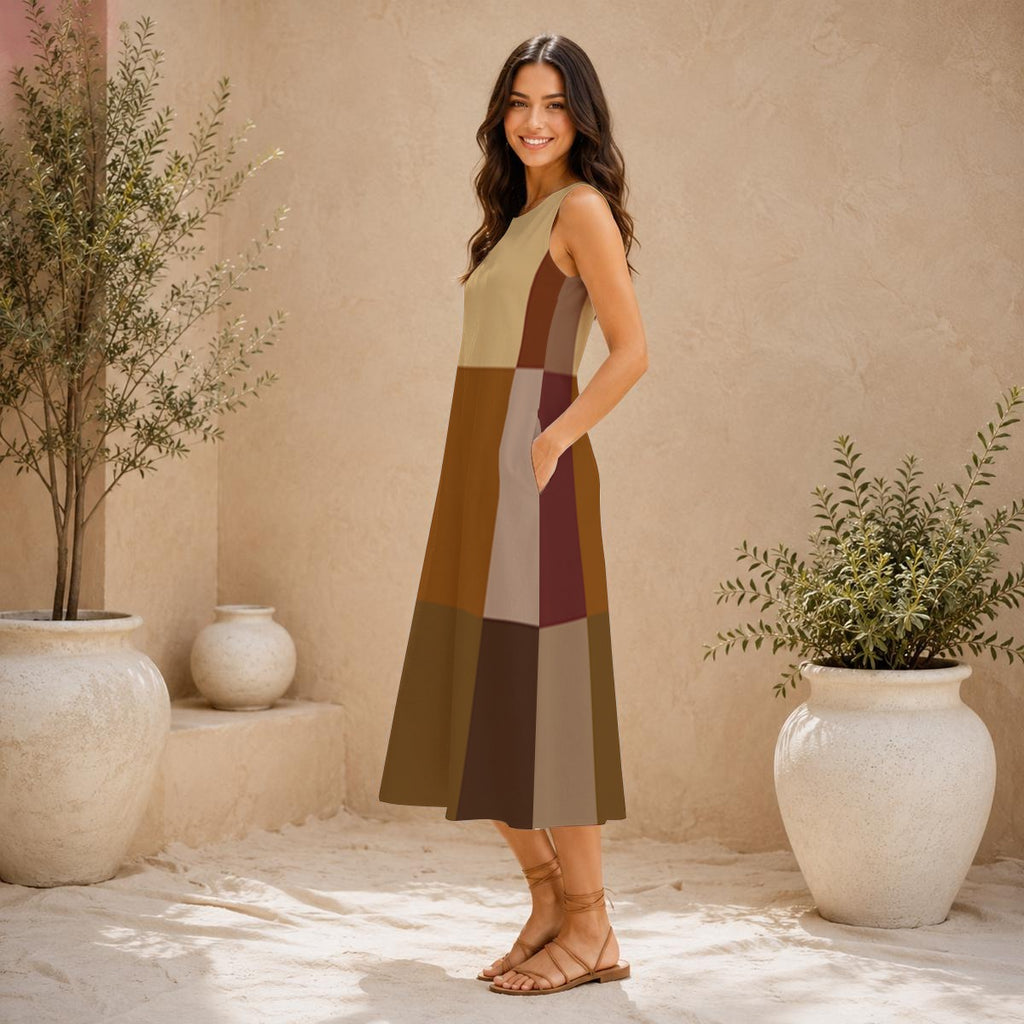 Women's Sleeveless Dress With Pocket| by Black Queen