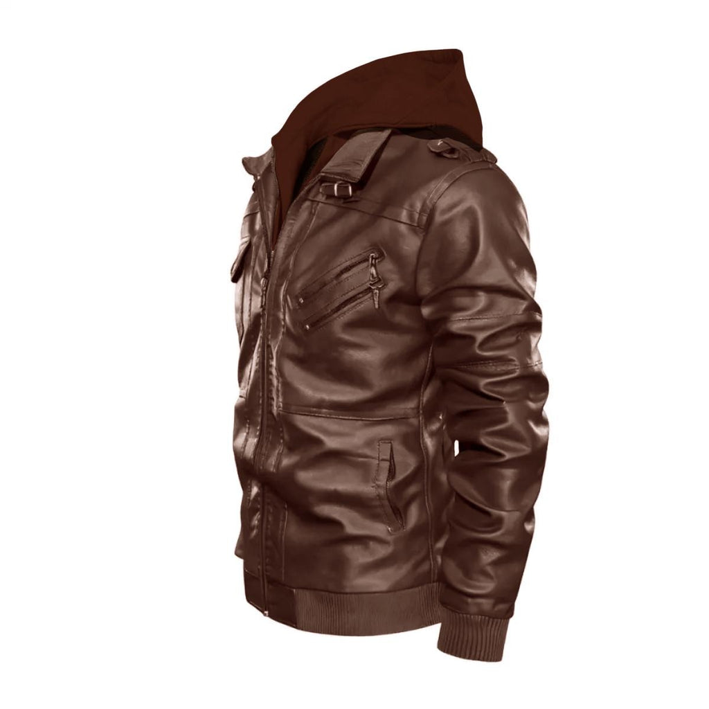 Men's Zip Leather Jacket |DTF